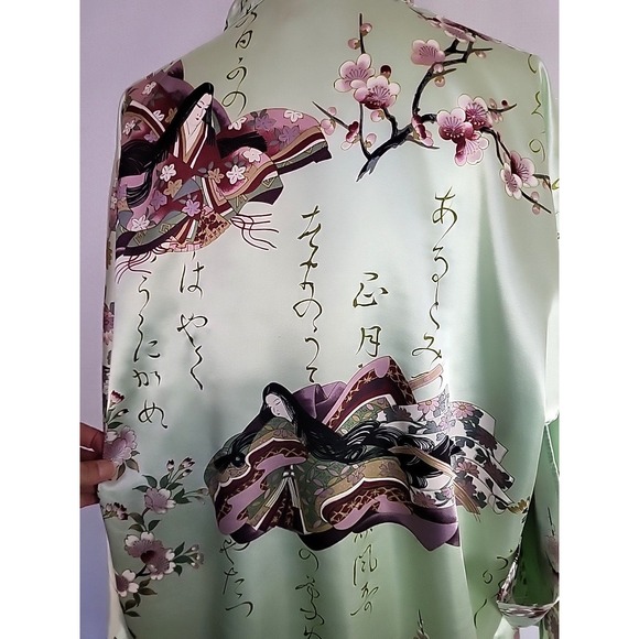 Authentic Vintage Japanese Yukata Kimono – Sakura, Poem & Princess Motif 5'-5'4" - Picture 12 of 16